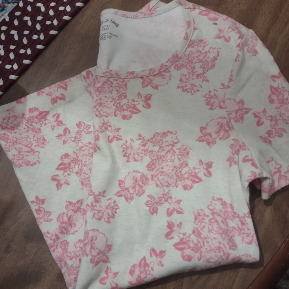 Beautiful Floral Tee Pink and Cream